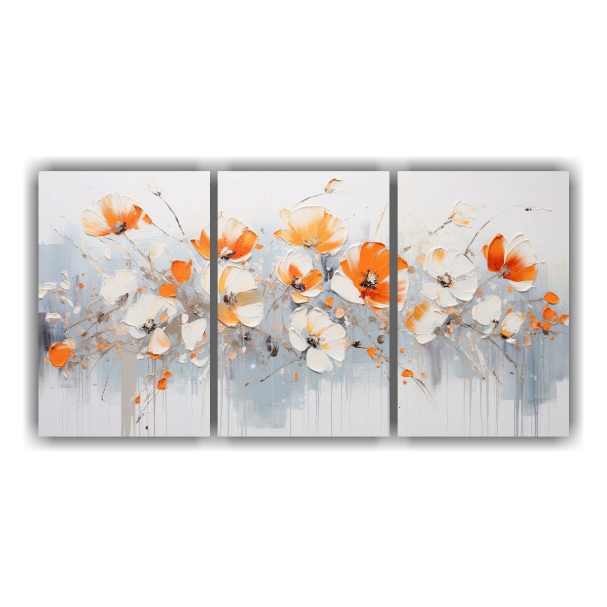 Conjunto De 3 Lienzos Abstractos De Tela Pintura 90x45 Cm-0
