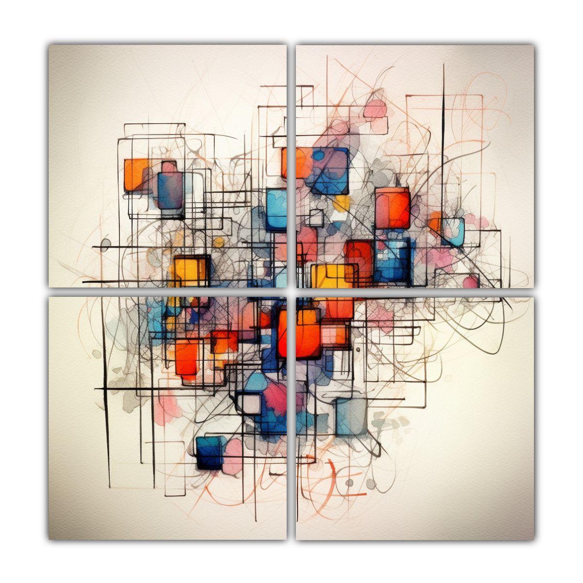Cuadro Abstracto Estilo Galería Con Forma 80x80 Cm-0