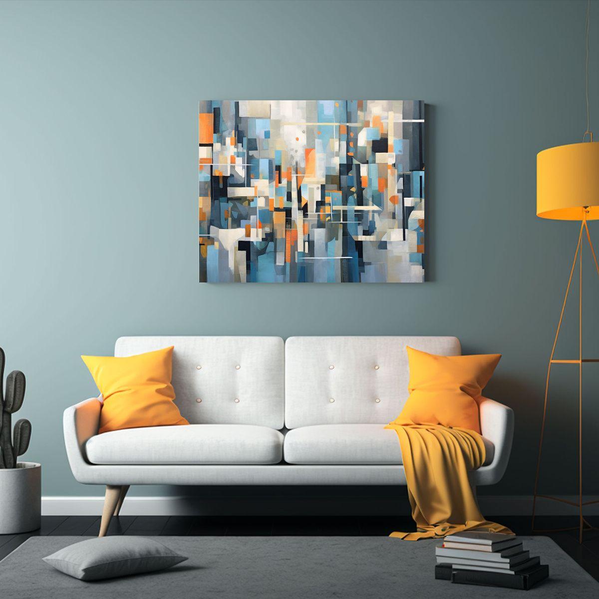 Pintura Abstracta Geométrica En Estilo Óleo Sobre Lienzo. 30x20cm-2