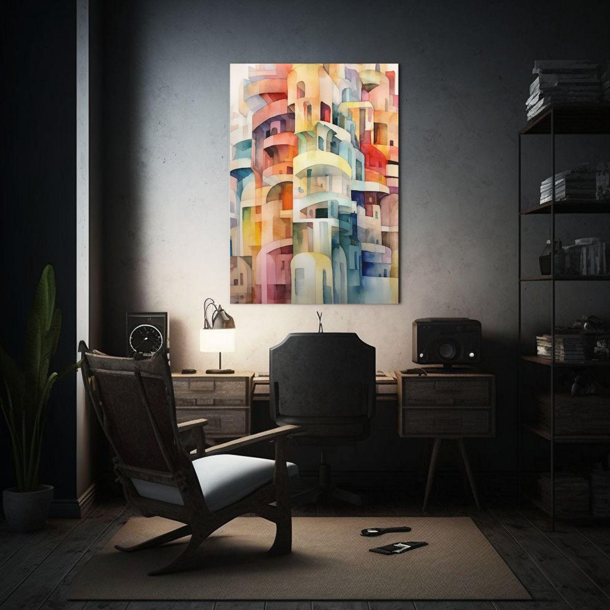 Pintura Decorativa Acuarela Arquitectónica 50x65cm-2