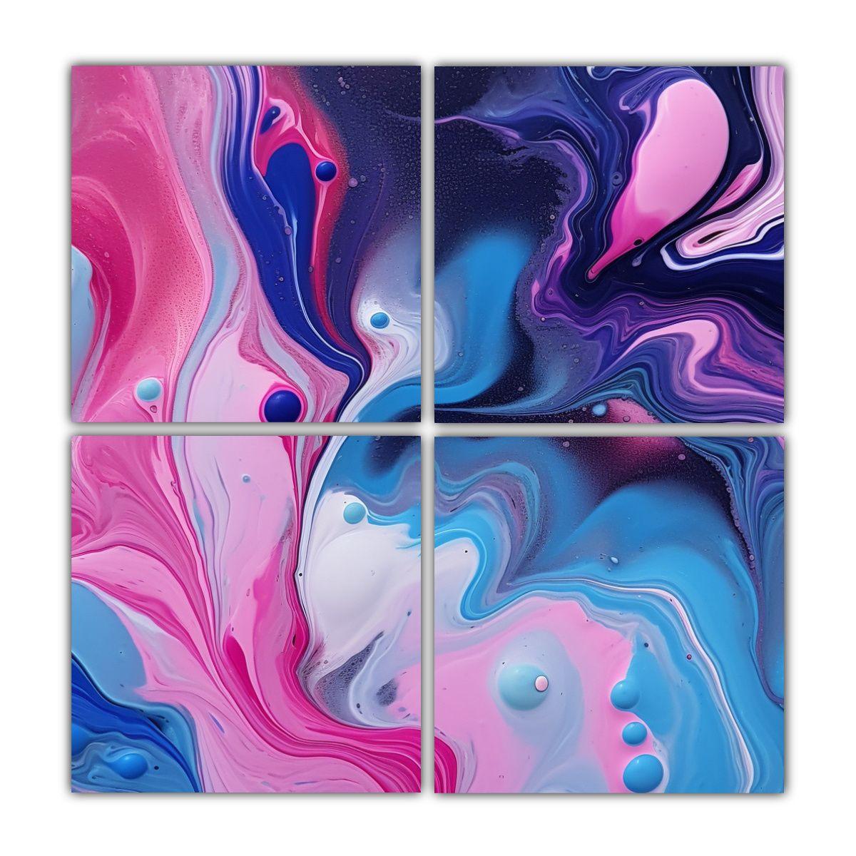 Pintura De Pared Azul Y Rosa Inspirada Por Arte 200x200 Cm-0