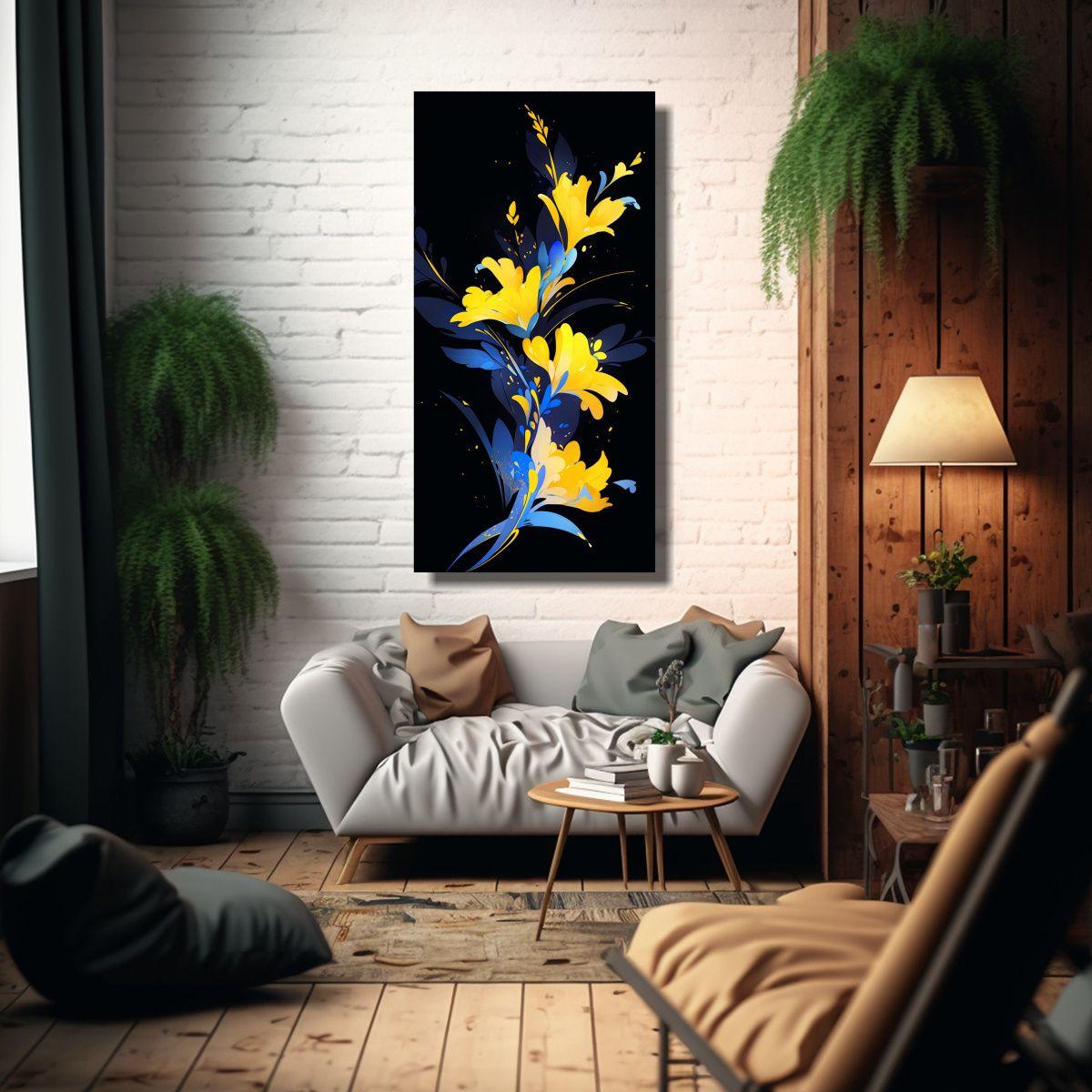 Pintura En Bastidor Moderno Equilibrio Amarillo Y 20x40cm-2