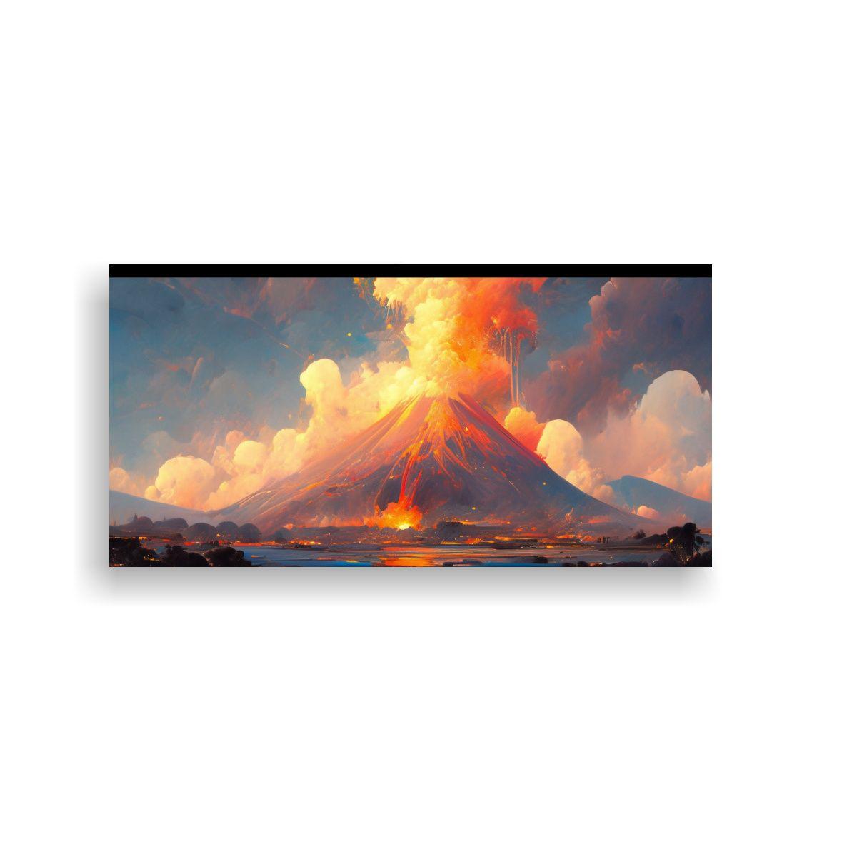 Pintura Abstracta Detallada De Un Volcán Con Colo 40x20cm-0