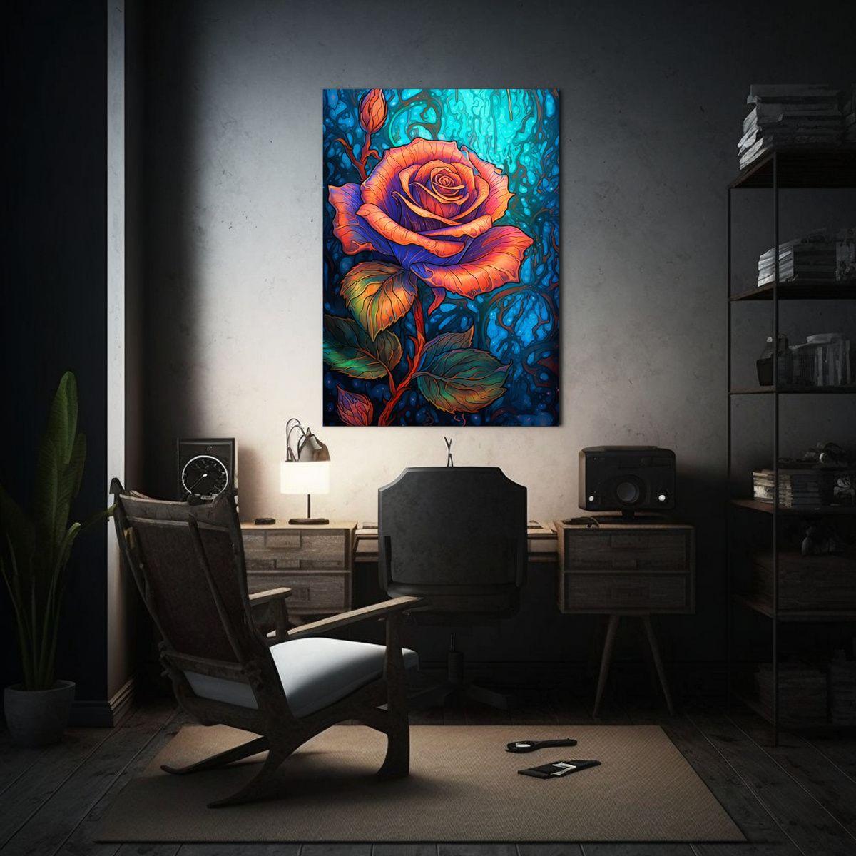 Pintura Abstracta Colorida De Rosa En Acuarela 20x30cm-2