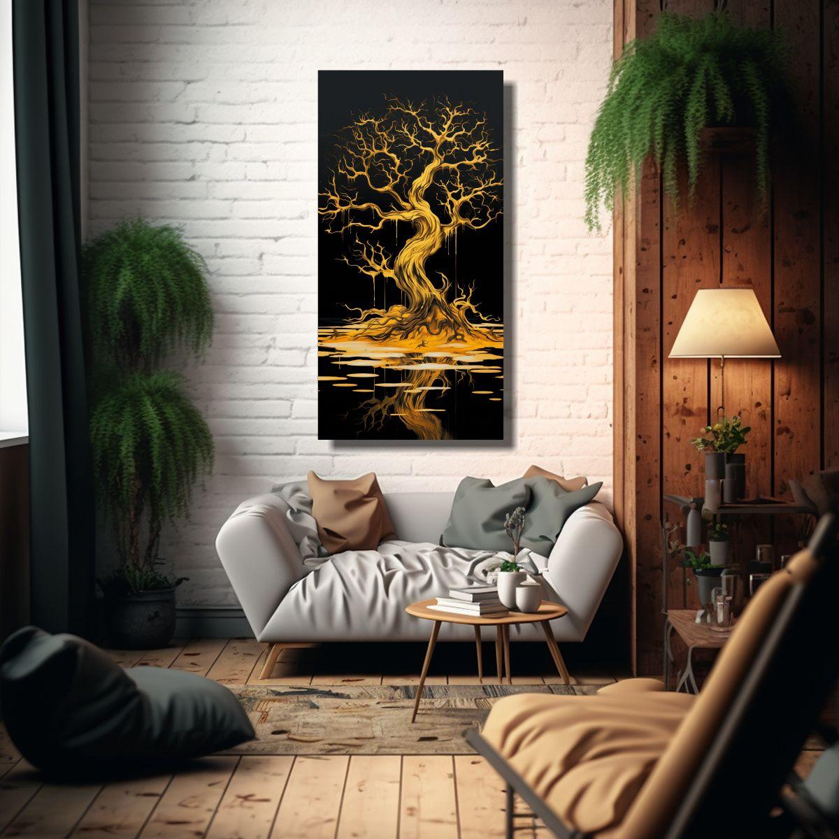 Cuadro Innovador: Mangrove Tree En Dorado Y 80x160cm-2