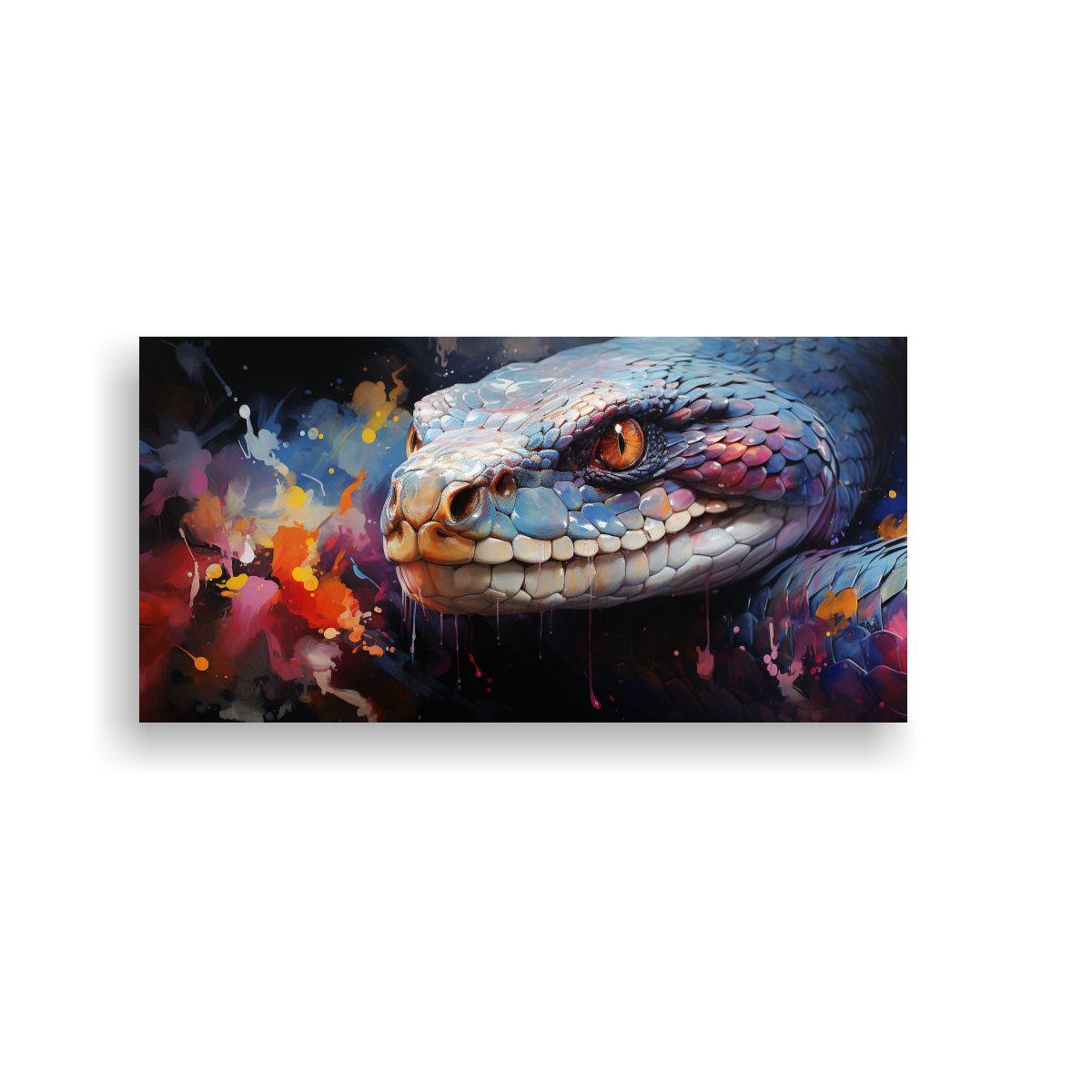 Cuadro Cobra Color Acuarela Colorido Estilo Pintur 140x70cm-0