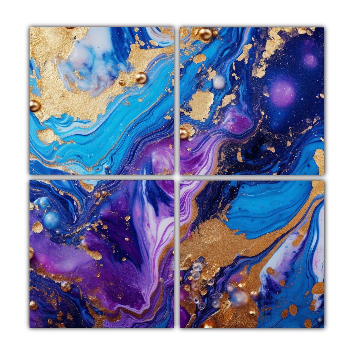 Cuatro Pinturas Modernas De Composición Para 100x100 Cm-0