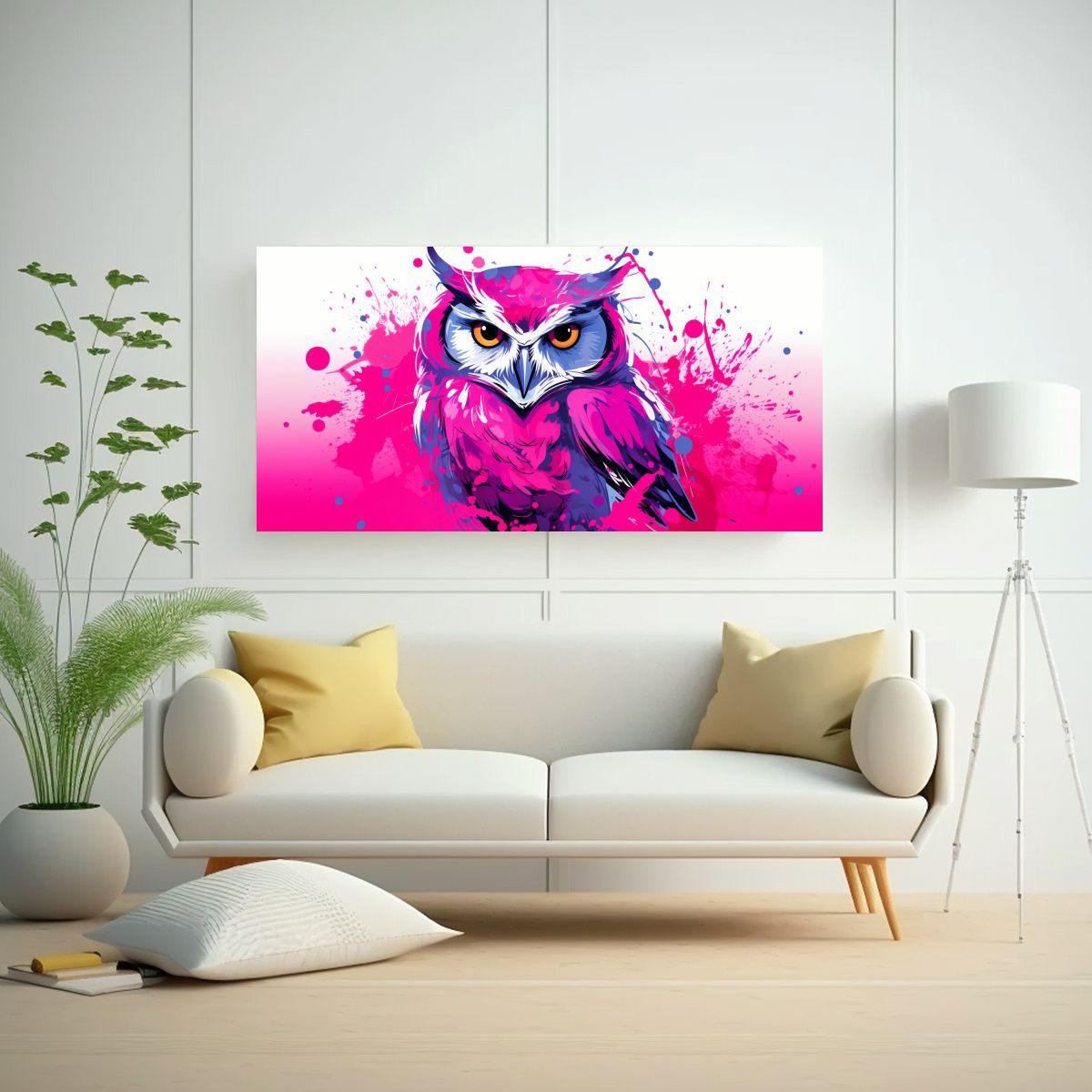 Pintura Decorativa Estilo Neo Pop De Búho En 80x40 Cm-2