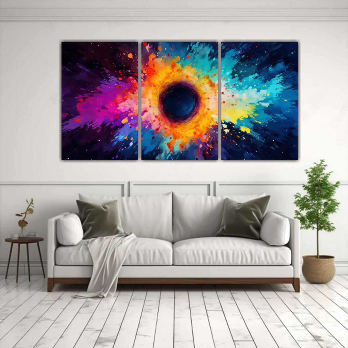 Cuadros Coloridos Con Círculo Negro En El Fondo 120x60 Cm-2