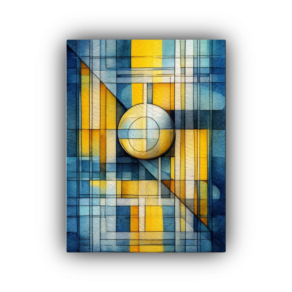 Cuadro Moderno De Pop Art En Azul Y Amarillo Con Marco Para  30x45cm-0
