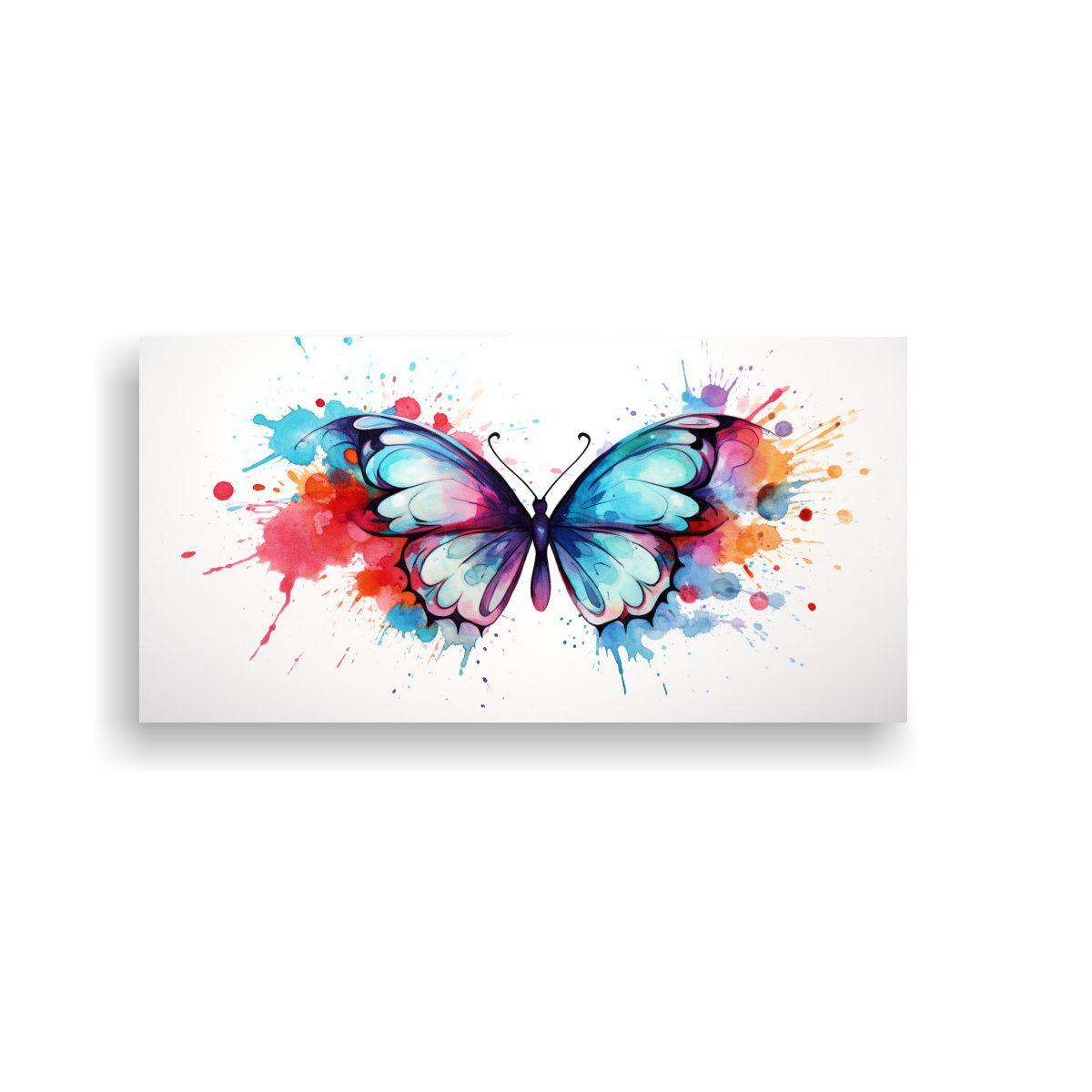 Cuadro Lienzo Mariposa Acuarela Colorida Estilo 40x20cm-0