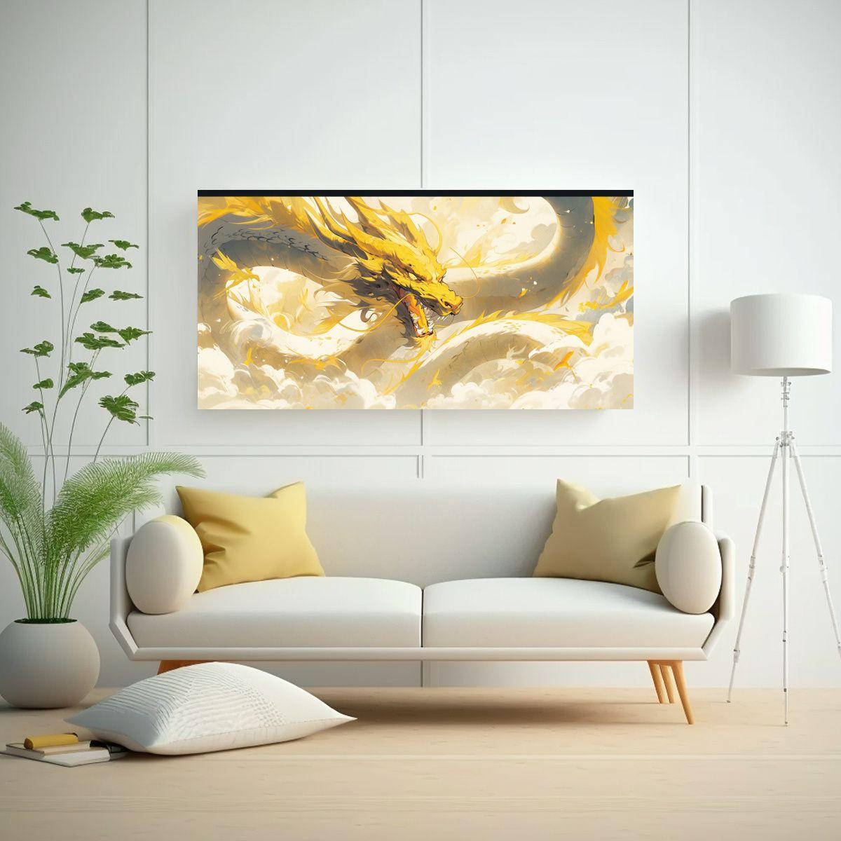 Cuadro De Lienzo Estilo Galería: Dragón 120x60cm-2