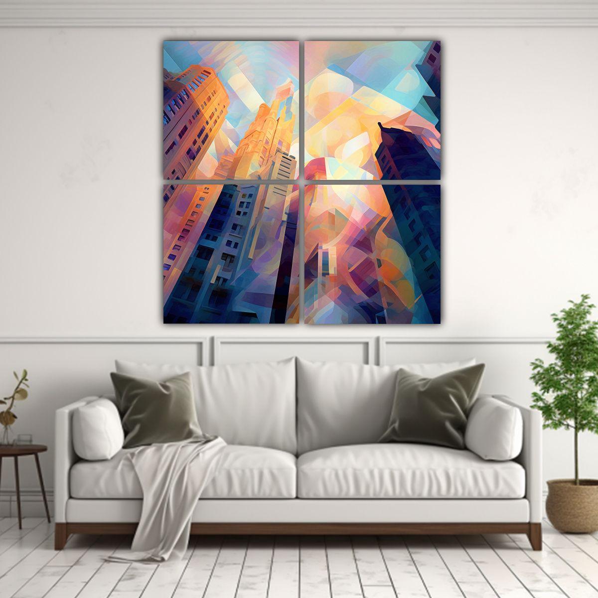 Cuadro De Decoración Con 4 Lienzos: Simplicidad 180x180 Cm-2
