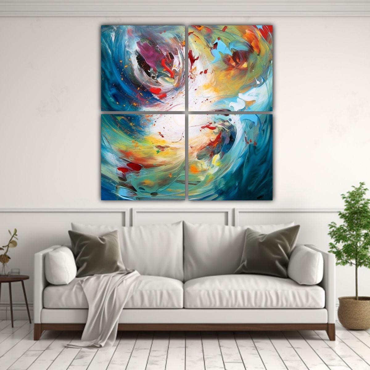 Cuadros Abstractos De Equilibrio Cuatro Cuadros 100x100 Cm-2