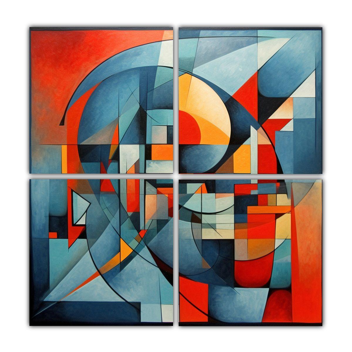 Pinturas Abstractas Geométricas Contemporáneas 140x140 Cm-0