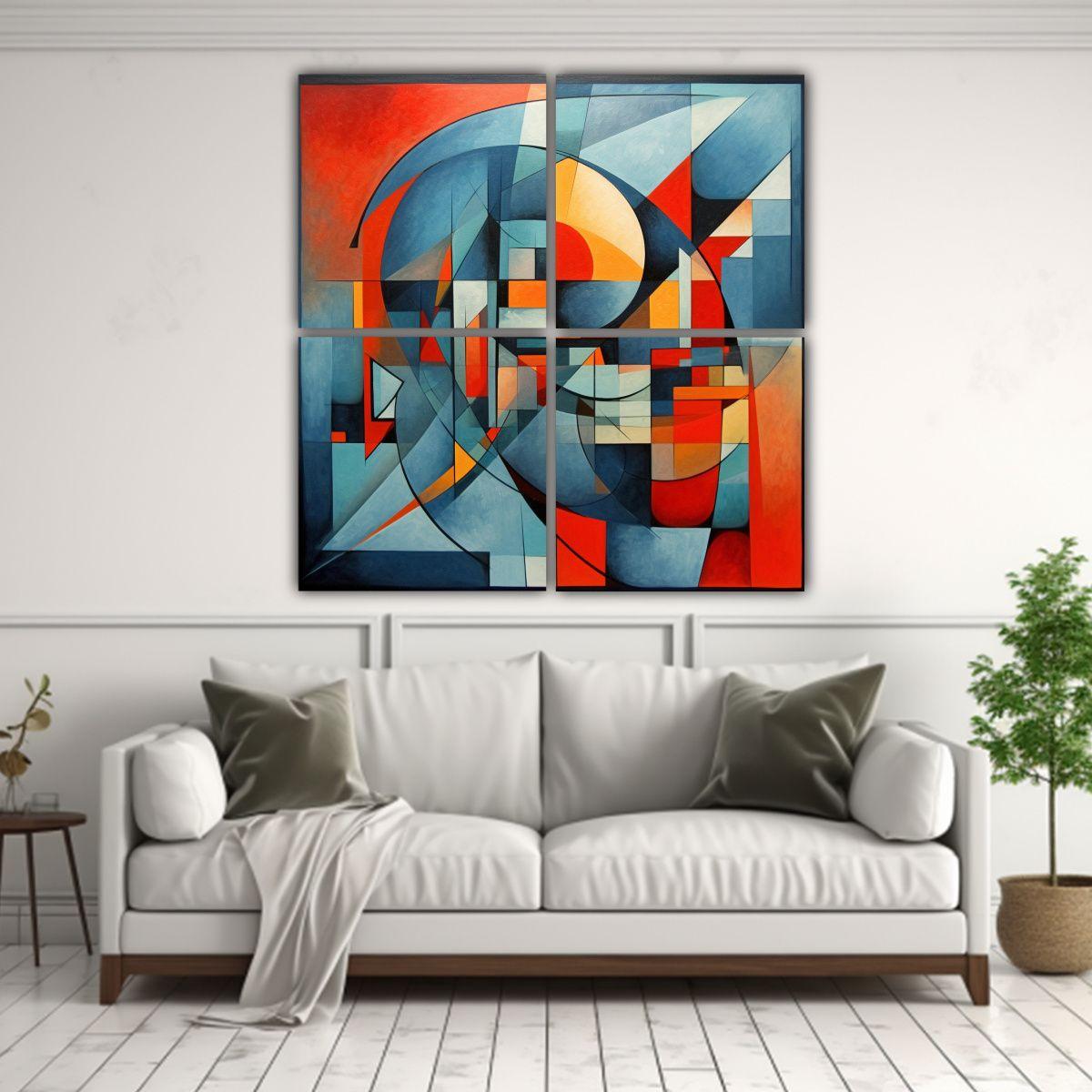 Pinturas Abstractas Geométricas Contemporáneas 140x140 Cm-2