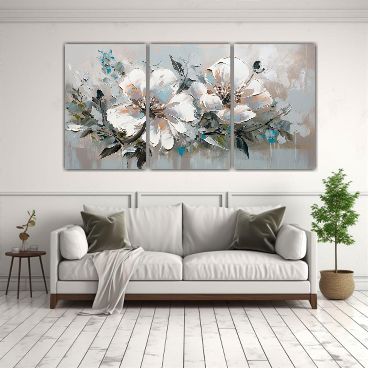 Cuadro De Flores En Colores Vibrantes En Estilo 60x30 Cm-2