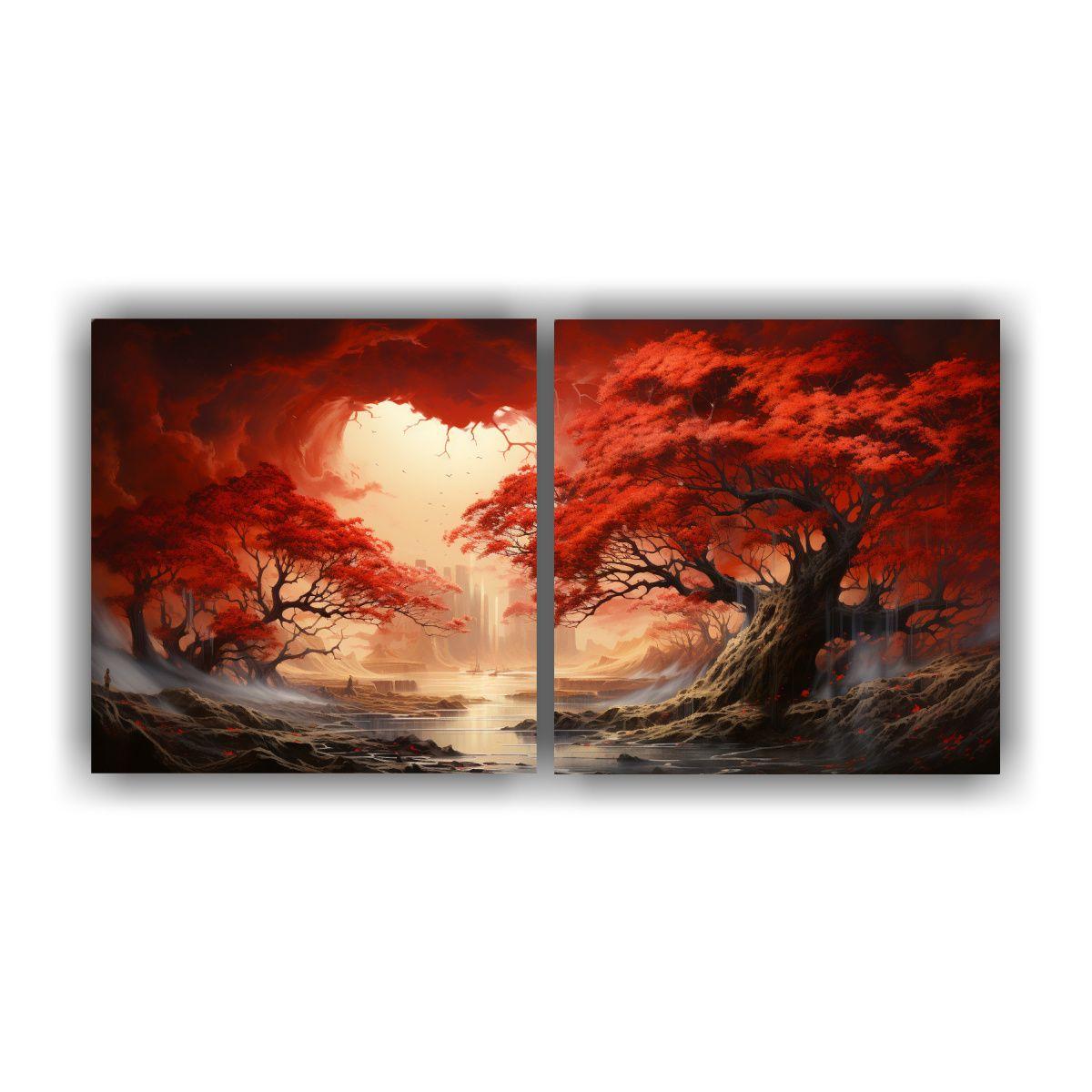 Cuadro Creativo Original Árbol Banyan Colores 40x20 Cm-0