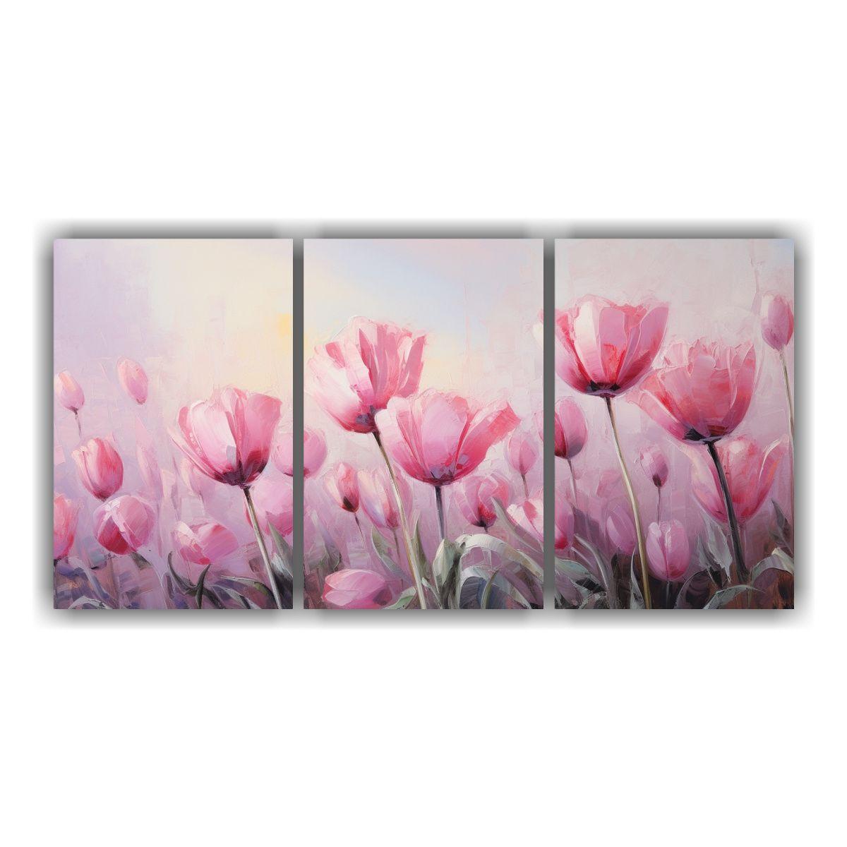 Pintura Lienzo Estilo TULIPANES Rosa Escena 120x60 Cm-0