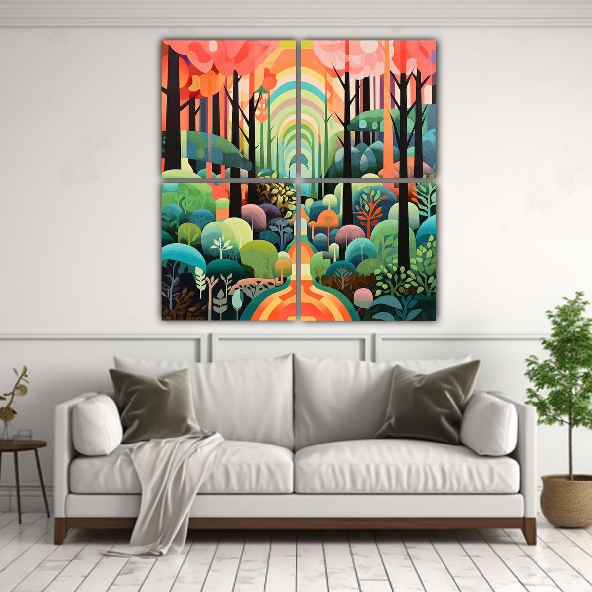 Cuadros Elegantes De Paisaje Forestal Y Cultura 60x60 Cm-2
