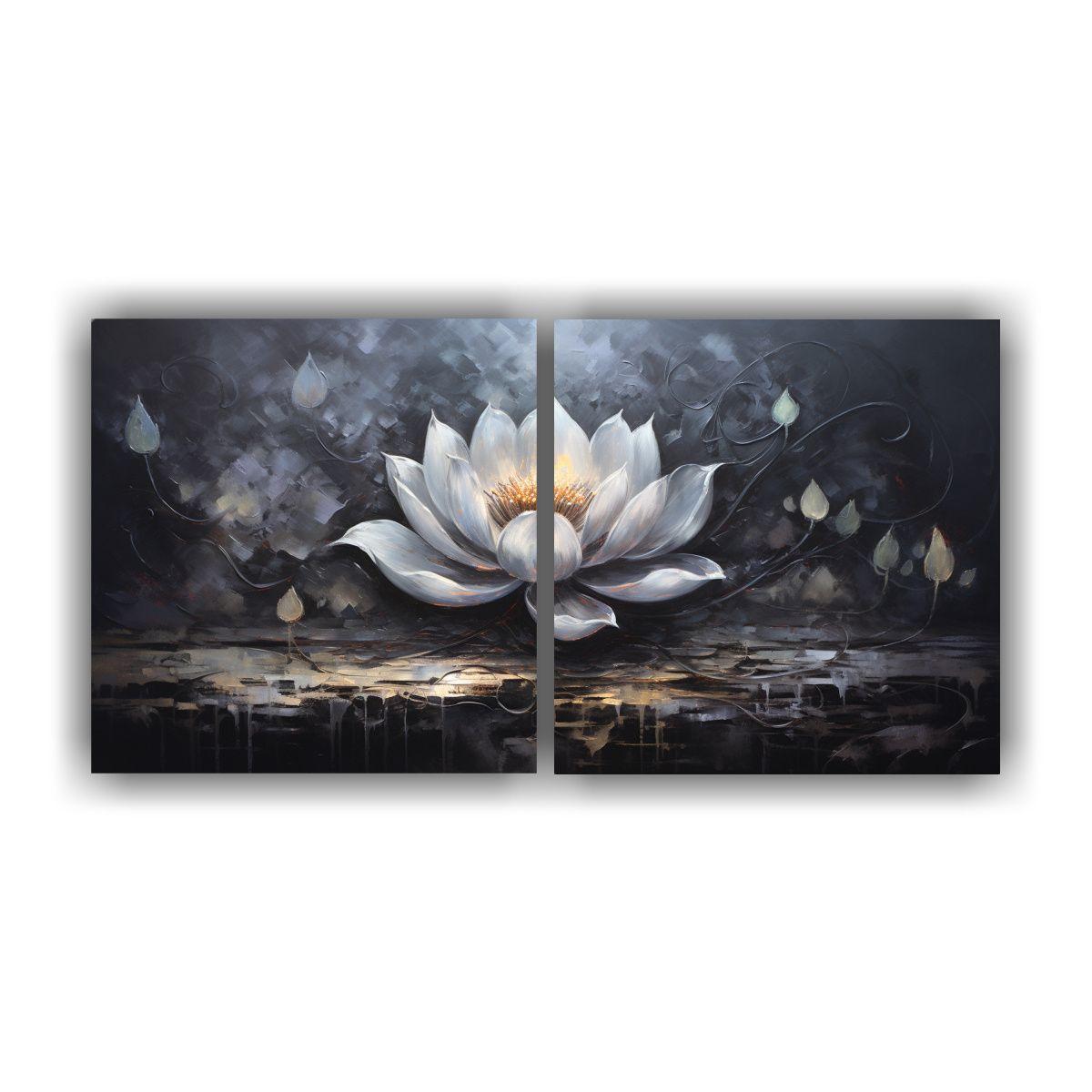 Pintura En Lienzo Estilo Loto Negro: Imagen 160x80 Cm-0