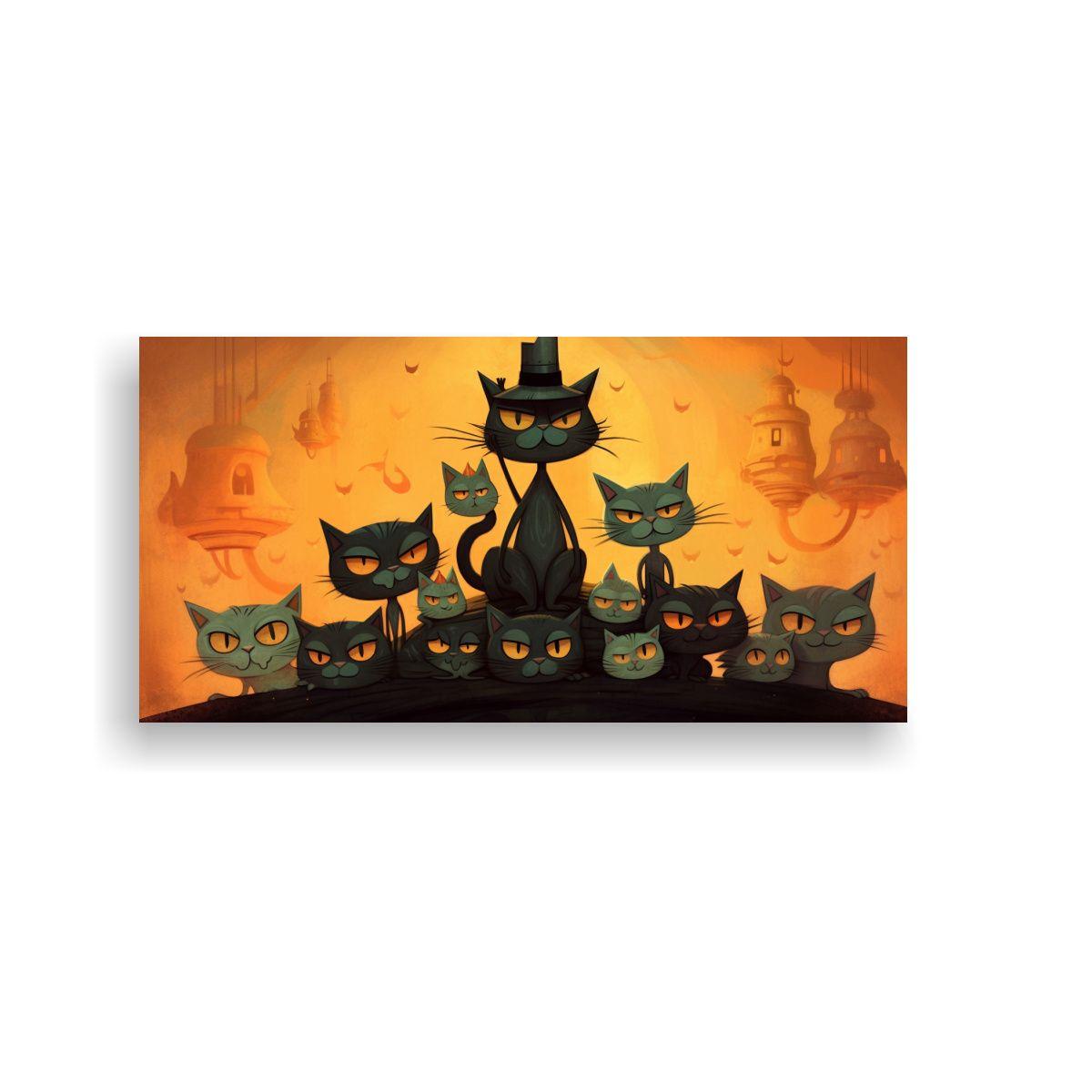 Pinturas De Decoración Con Gatos Negros 60x30cm-0