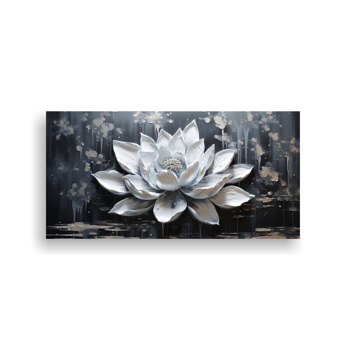 Cuadro Tema Intenso Pintura De Loto Negro Sobre 80x40 Cm-0