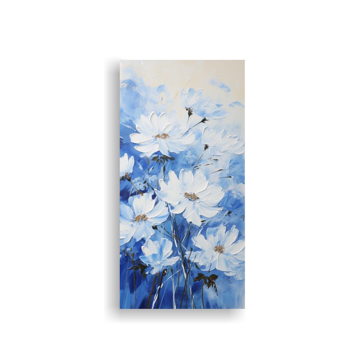 Tela En Bastidor Con Textura: Pintura De Flores 70x140cm-0
