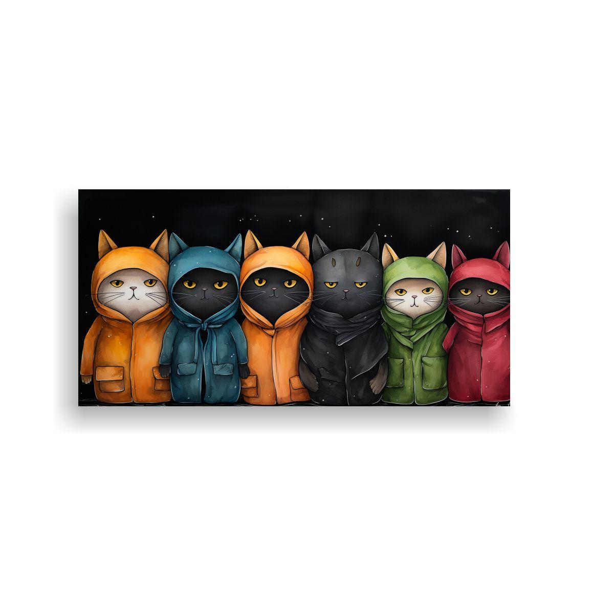 Pintura Mural Con Patrón De Gatos Vestidos Con 100x50cm-0