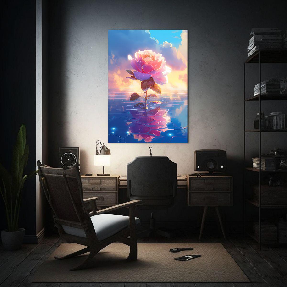 Cuadro Bule Cielo Fondo Nube Rosa Floreciendo 20x30cm-2