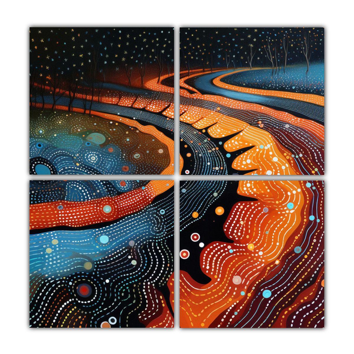 Pinturas Decorativas De Dot Art Retrofuturista 40x40 Cm-0
