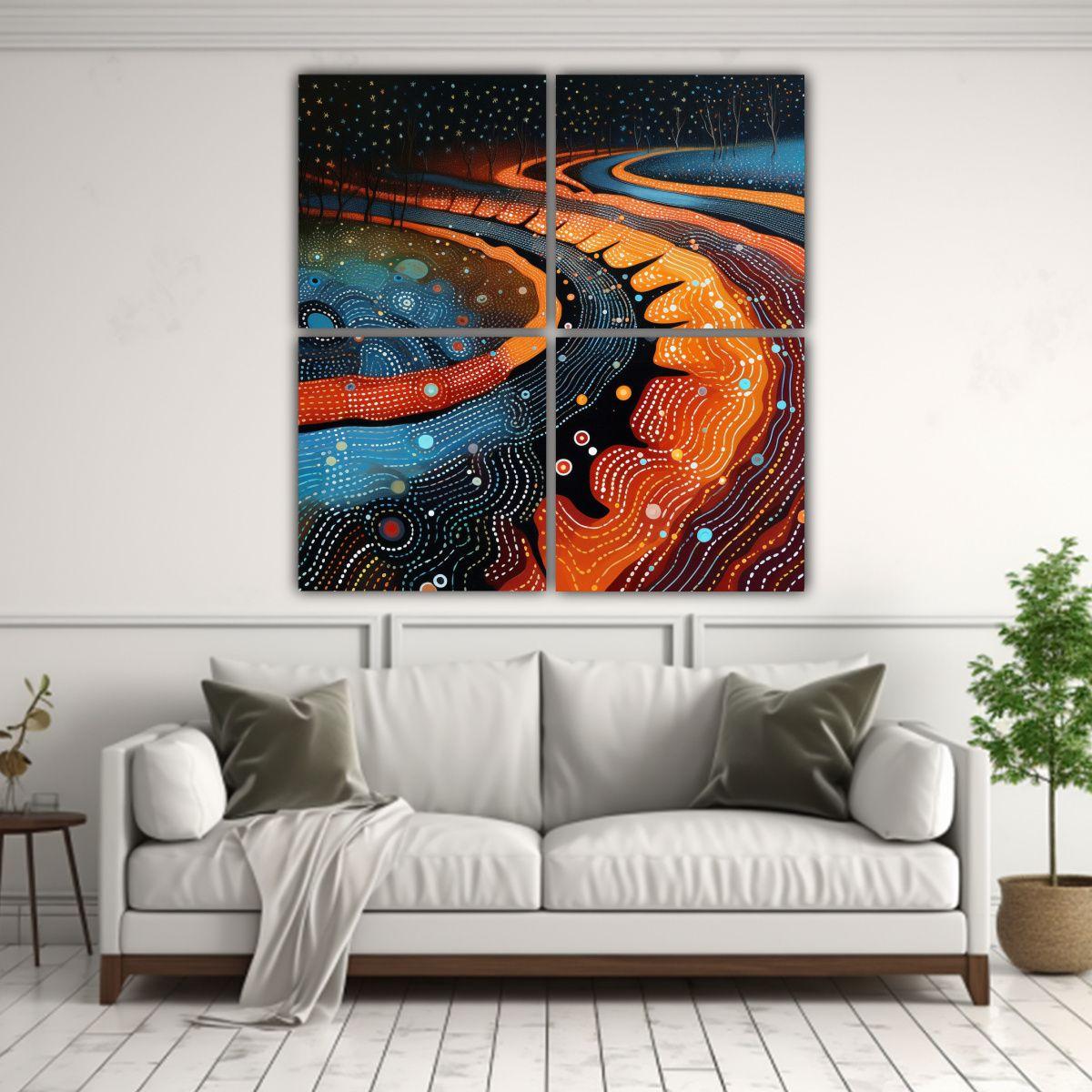 Pinturas Decorativas De Dot Art Retrofuturista 40x40 Cm-2