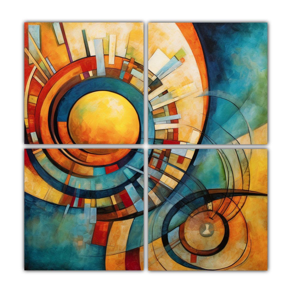 Pinturas Abstractas Majestuosas De 4 Lienzos 60x60 Cm-0