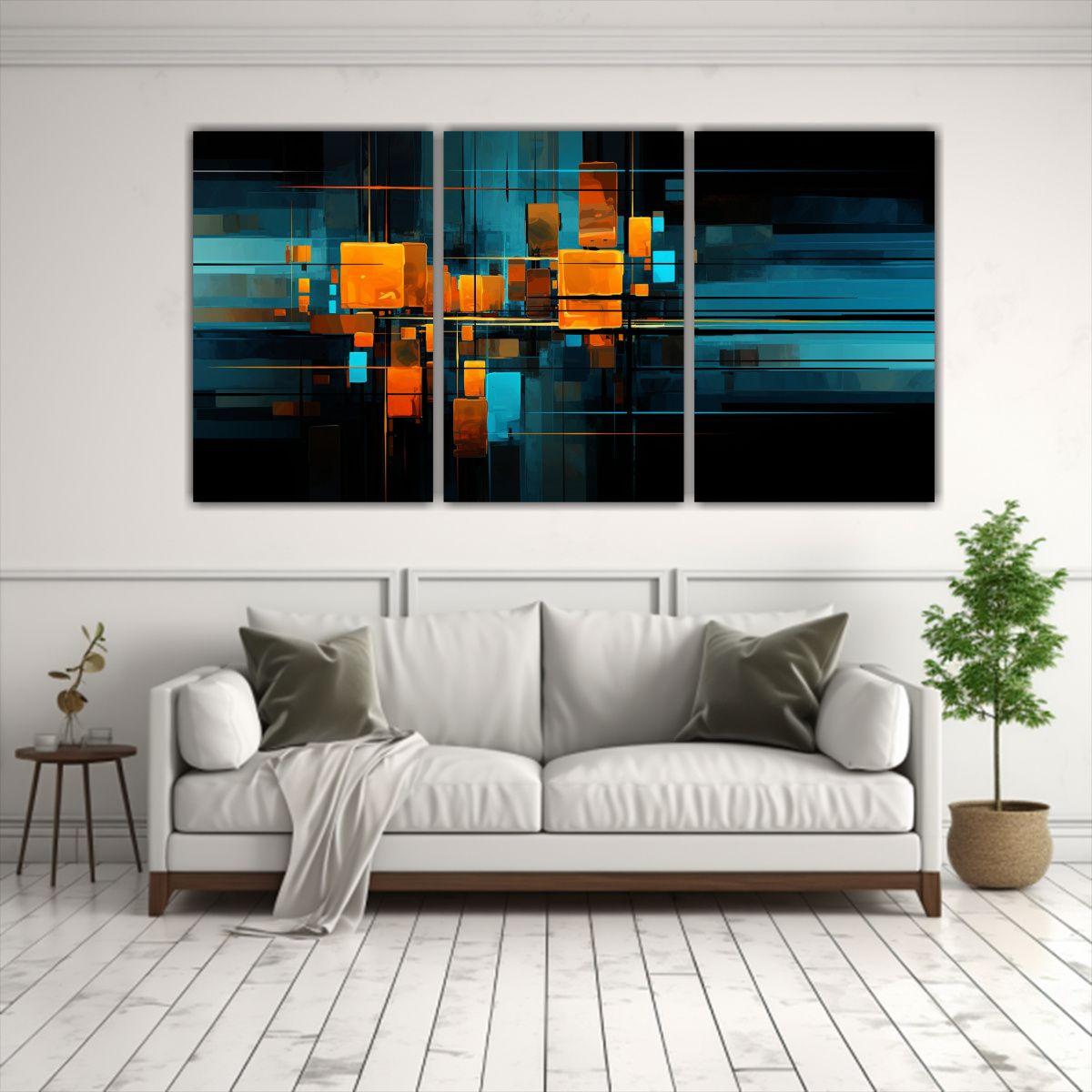 Set De 3 Cuadros De Composición: Riqueza Visual 120x60 Cm-2