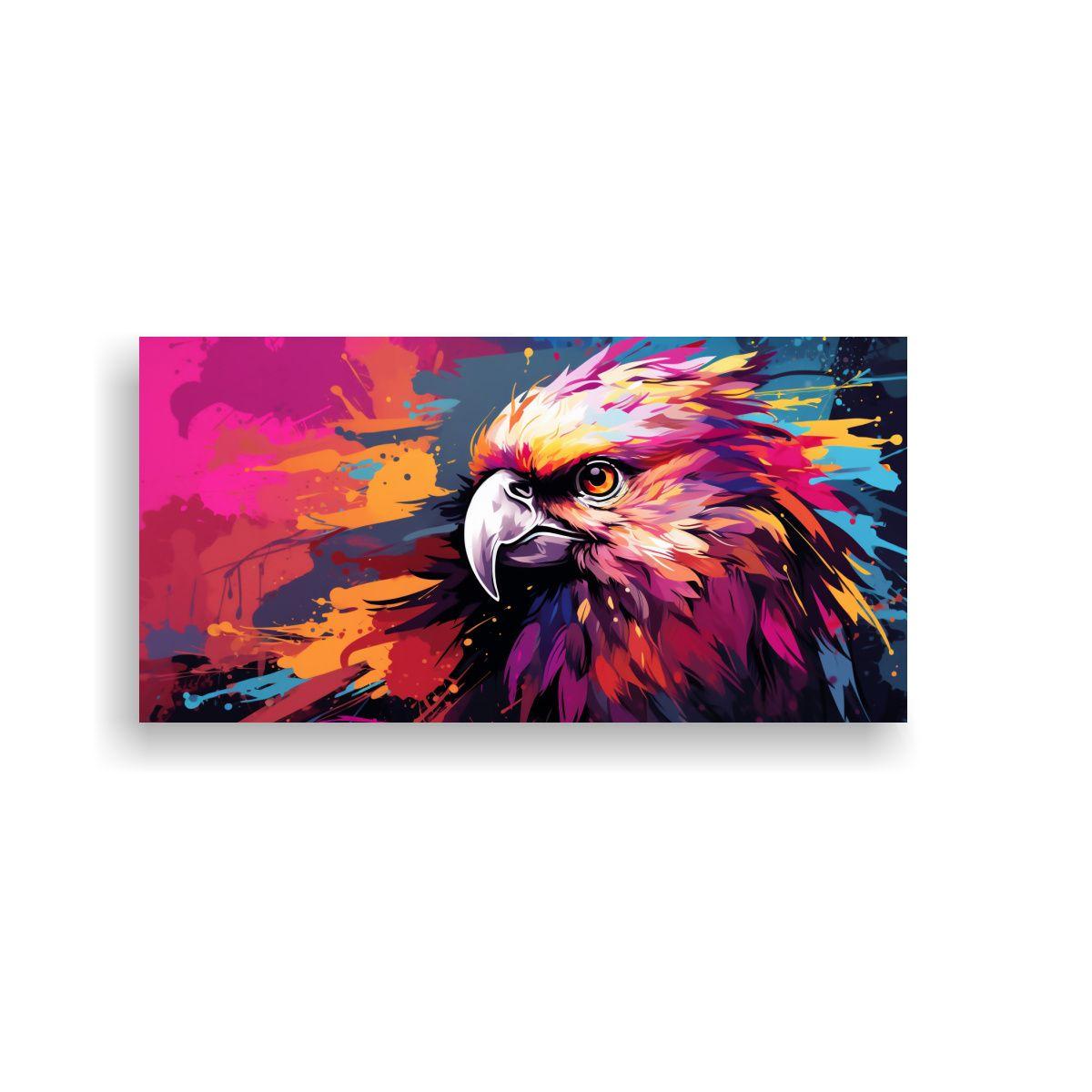 Pintura En Bastidor: Cacatúa En Marrón Y Púrpur 80x40cm-0