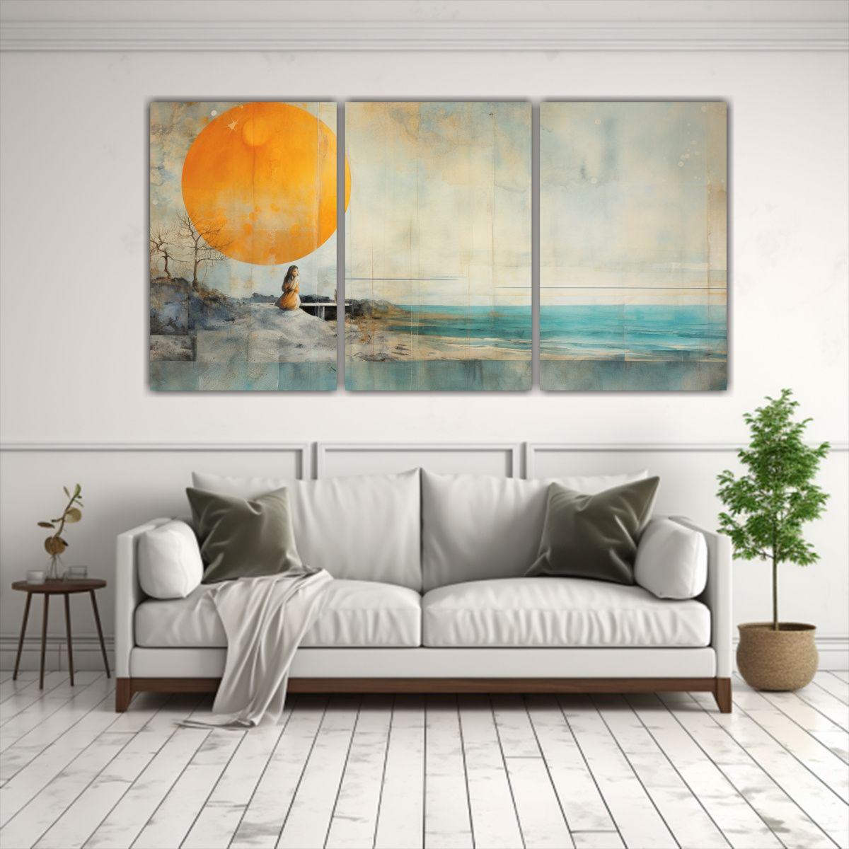 Pintura En Lienzo Cálidos Elegancia Con Acuarela 90x45 Cm-2