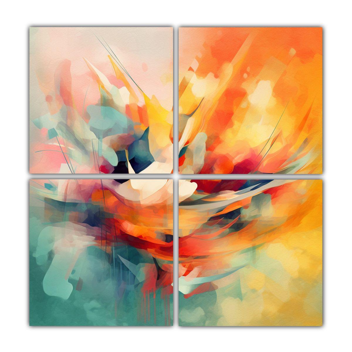 Cuatro Cuadros Vintage De Arte De Pared: 140x140 Cm-0