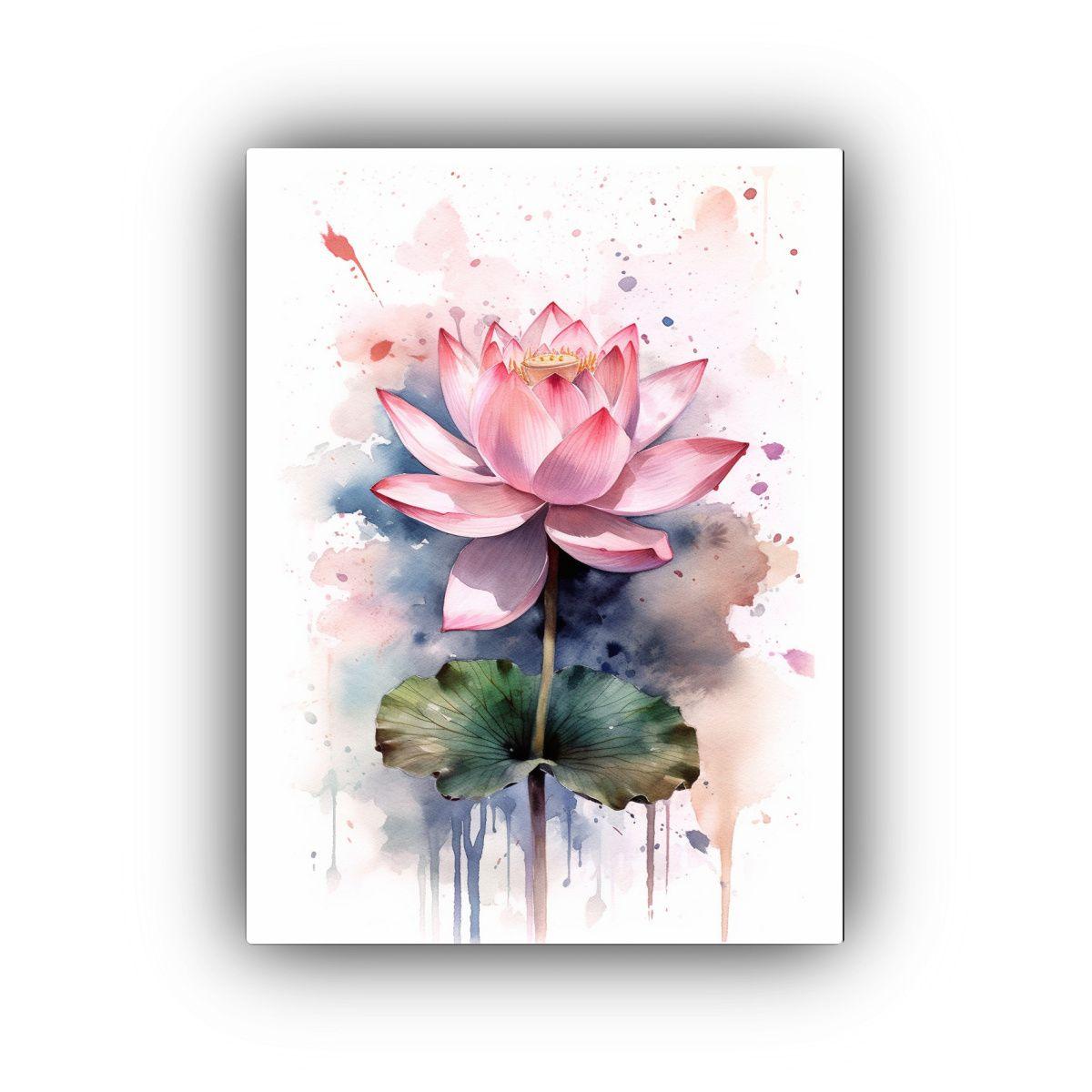 Cuadro Decorativo Baño Acuarela Loto Rosa 30x45 Cm-0