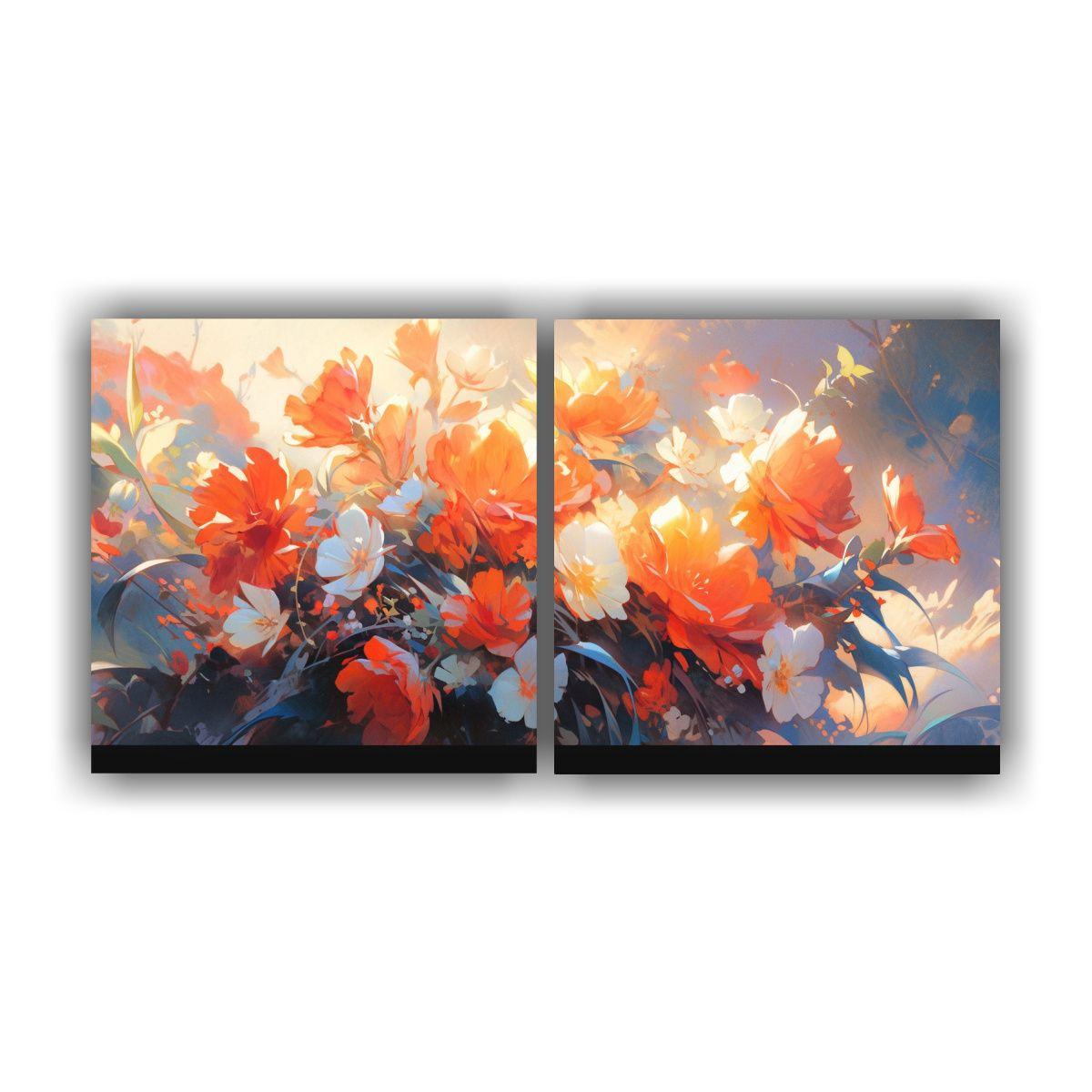 Dos Composiciones Espectacular Multicolor Pintura 160x80 Cm-0