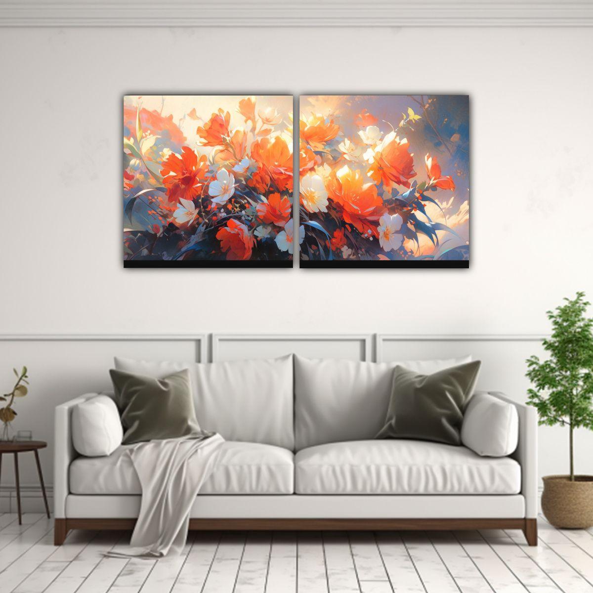Dos Composiciones Espectacular Multicolor Pintura 160x80 Cm-2