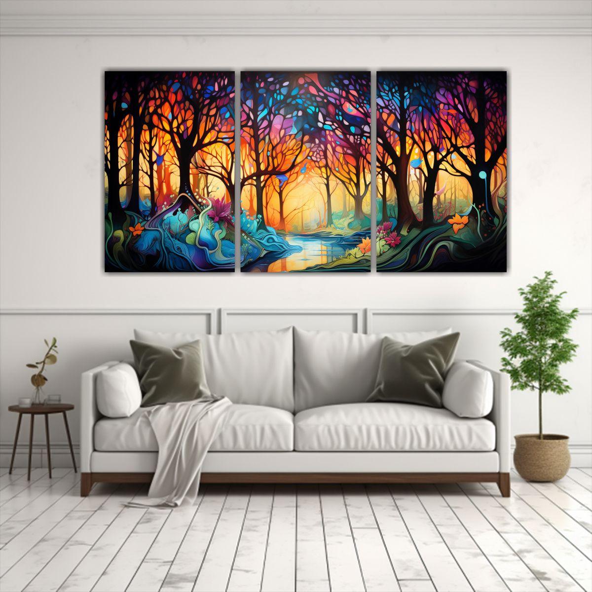Pintura Decorativa Abstracta Del Bosque Vitalidad 120x60 Cm-2