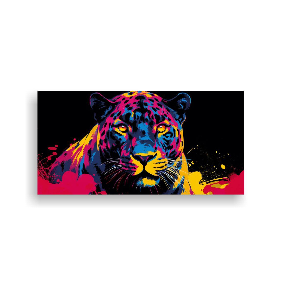 Cuadro Artesanal Forma Panther En Colores 80x40cm-0