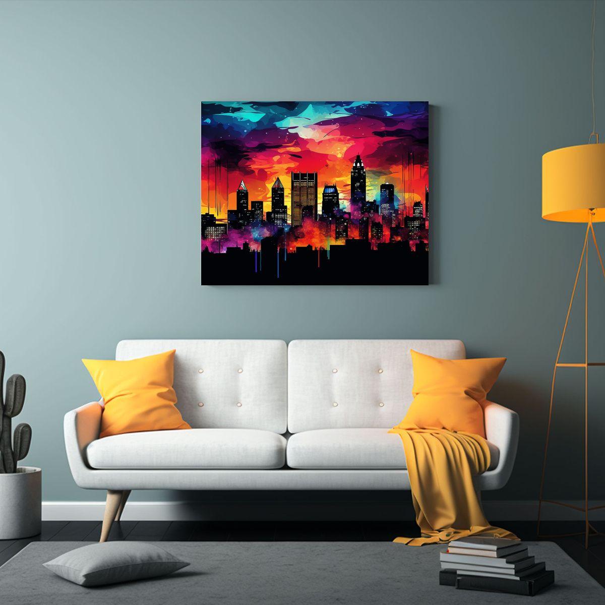 Cuadro Decorativo Skyline Pop Art De Stepanyan En La Ciudad  30x20cm-2