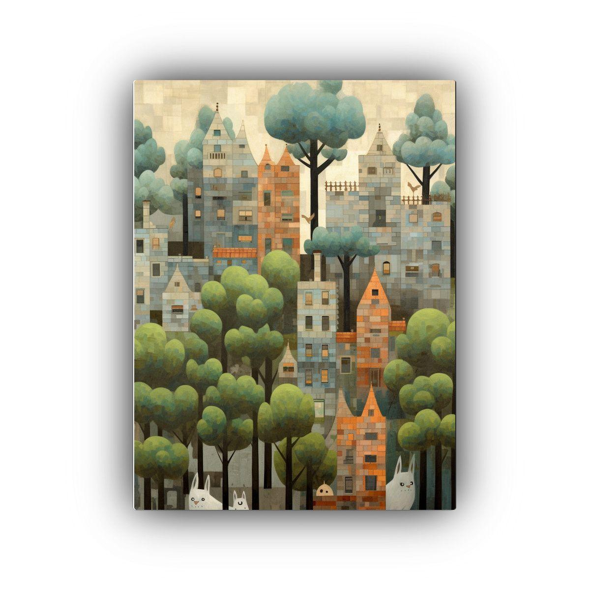 1 Cuadro Adorno Hermoso De Diseño De Ciudad En 60x90 Cm-0