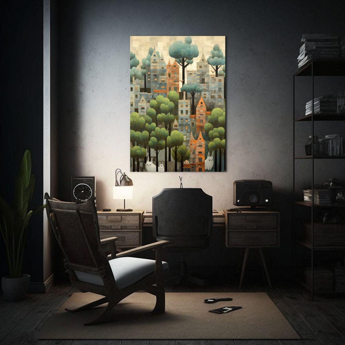 1 Cuadro Adorno Hermoso De Diseño De Ciudad En 60x90 Cm-2