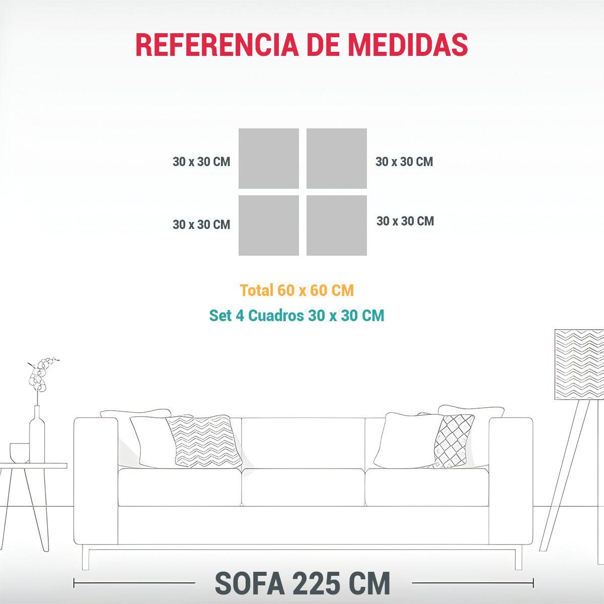 Cuatro Lienzos Modernos Duraderos Atmosfera 60x60 Cm-1