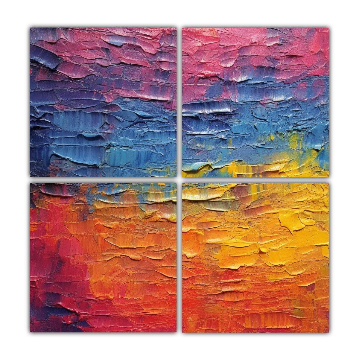 Cuatro Patrones Intensos De Textura Artística En 200x200 Cm-0