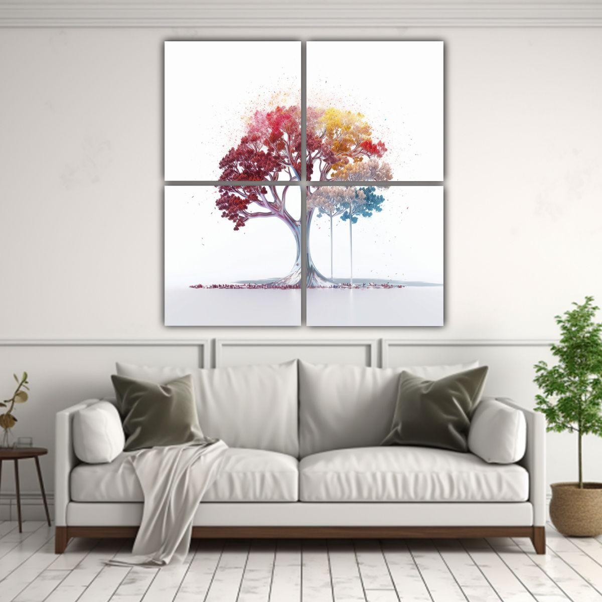 Pintura Decorativa: Cuatro Cuadros Expresión 160x160 Cm-2