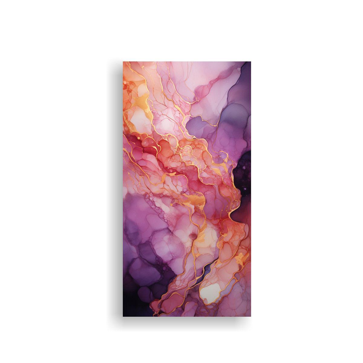 Cuadro Abstracto Hermoso De Morado, Naranja 30x60 Cm-0