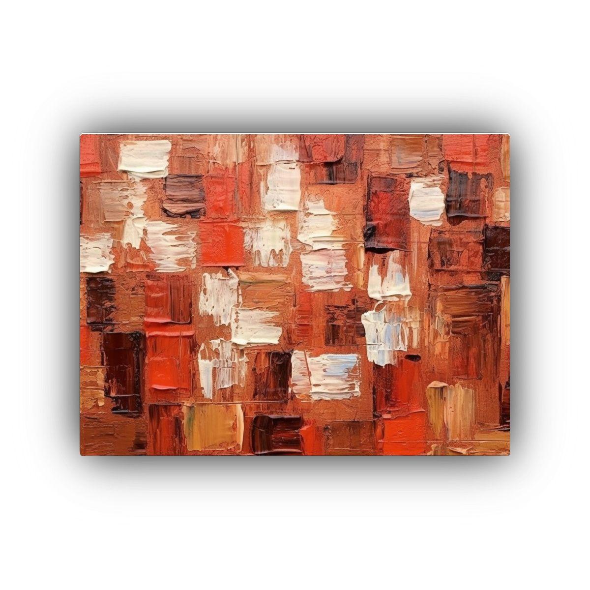 Cuadro Lienzo Abstracto Marrón Y Rojo Con Textura Intensa D 65x50cm-0
